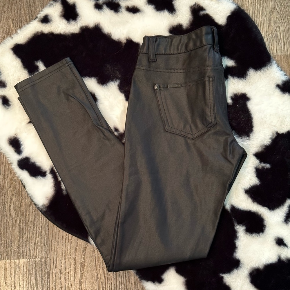 Faux leather black skinny stretch jeans